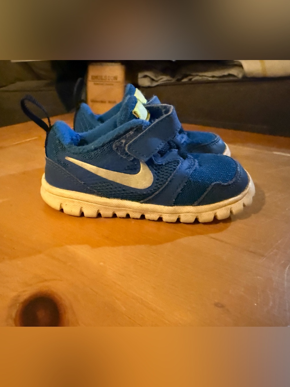 Nike Blue and White Toddler Hook-and-Loop Sneakers